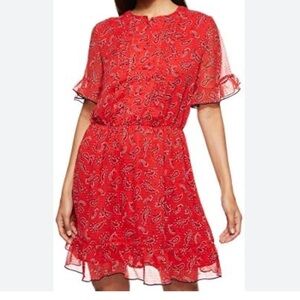 TOMMYJEANS HILFIGER Red Bandana Sheer Lightweight Short Sleeve Dress Size Small